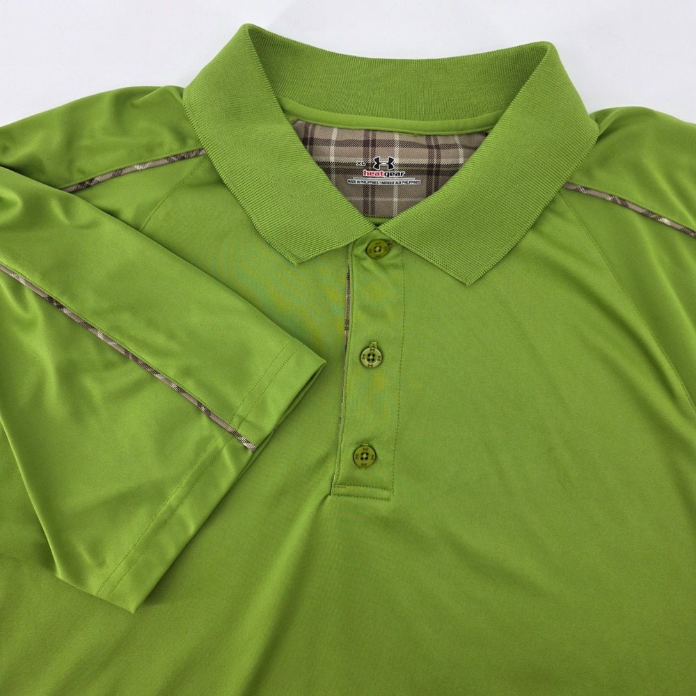 Under Armour HeatGear Mens XL Polo Shirt Green Short Sleeve Golf Athletic